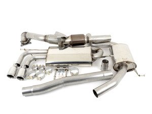 ES#2953959 - ssxvw226KT - Turbo-Back Exhaust System - Resonated - 3" Down pipe with Hi-Flow Sports cat and 2.75" stainless steel cat-back with smaller rear silencer & twin 80mm polished tips - Milltek Sport - Audi