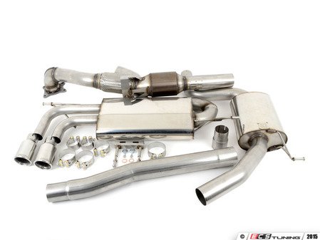 ES#2953959 - ssxvw226KT - Turbo-Back Exhaust System - Resonated - 3" Down pipe with Hi-Flow Sports cat and 2.75" stainless steel cat-back with smaller rear silencer & twin 80mm polished tips - Milltek Sport - Audi