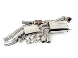 ES#2827259 - SSXAU044 - Turbo-Back Exhaust System - Resonated - 3" downpipe with Hi-Flow Sports cat and 2.75" stainless steel cat-back with dual Polished 76.2mm Jet tips - Milltek Sport - Audi