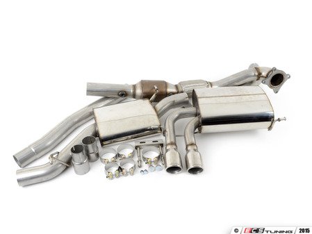 ES#2827259 - SSXAU044 - Turbo-Back Exhaust System - Resonated - 3" downpipe with Hi-Flow Sports cat and 2.75" stainless steel cat-back with dual Polished 76.2mm Jet tips - Milltek Sport - Audi