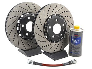 ES#3022154 - 009085ECS01KT3 - Front Brake Kit - Stage 1 - 2-Piece Cross Drilled & Slotted Rotors (321x30) - (NO LONGER AVAILABLE) - Upgrade your brake system with 2-piece rotors and stainless steel lines - ECS - 