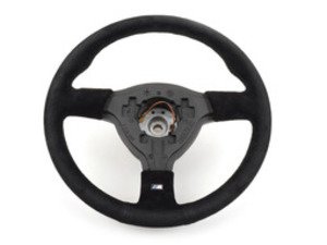 ES#2996470 - 32332226808 - Alcantara M-Tech II Steering Wheel - 370mm - (NO LONGER AVAILABLE) - Alcantara wrapped three spoke steering wheel - Genuine European BMW - 