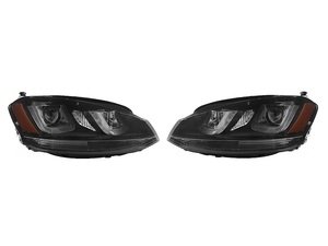 ES#3022315 - PR0YDVG15BLKDRLB - Projector Headlight Set - With Black Strip - Features dual-LED DRLs and amber side markers - Spyder - Volkswagen