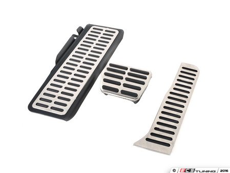 ES#3028606 - 017100BRP01A01 - Brushed Stainless Pedal Set w/ Dead Pedal - Automatic/DSG - Three piece brushed stainless steel pedal set to personalize your interior, includes matching dead pedal - ECS - Volkswagen