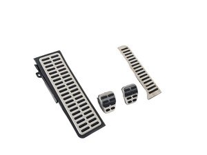 ES#3028610 - 017100BRP01A02 - Brushed Stainless Pedal Set With Dead Pedal - Manual - Four piece brushed stainless steel pedal set to personalize your interior, includes matching dead pedal - ECS - Volkswagen