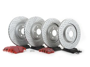 ES#3028729 - 8K0301MXSGMTKT2 - Performance Front & Rear Brake Service Kit - (NO LONGER AVAILABLE) - Featuring ECS GEOMET Drilled & Slotted rotors and EBC RedStuff pads - Assembled By ECS - 