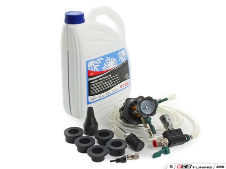 ES#3046077 - 82141467704KT1 - Coolant Flush Kit  - Includes 1 gallon of Rowe coolant, Schwaben coolant evacuation tool, and ECS Billet Aluminum Radiator Drain Plug and bleeder screw - Assembled By ECS - BMW