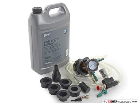ES#3046076 - 82141467704KT - Coolant Flush Kit  - Includes 1 gallon of BMW coolant, Schwaben coolant evacuation tool, and ECS Billet Aluminum Radiator Drain Plug and bleeder screw - Assembled By ECS - BMW