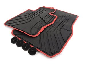 ES#2728591 - 51472339810 - F34 Sport Line All Weather Floor Mats - Front - Red/Black sport floor mats - Genuine BMW - BMW