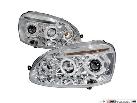 ES#3021482 - LHPGLF05TM - Projector Headlight Set - Chrome - Features LED and halo DRLs - Spec-D Tuning - Volkswagen