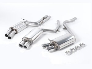 ES#2827315 - SSXAU134 - Cat-Back Exhaust System - Resonated - 2.36" stainless steel with quad GT 80mm polished tips - Milltek Sport - Audi