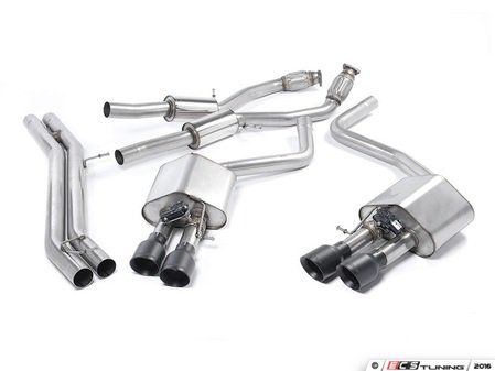 ES#2827579 - SSXAU464 - D4 S8 4.0T Cat-Back Exhaust System - Resonated - Valved - 2.76" stainless steel with quad 100mm black Cerakote tips - Milltek Sport - Audi