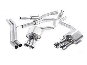 ES#2827580 - SSXAU465 - Cat-Back Exhaust System - Resonated - Valved - 2.76" stainless steel with quad 100mm polished tips - Milltek Sport - Audi