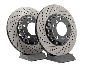 ES#2986438 - 011505ecs01KT - 2-Piece Lightweight Front Brake Rotors - Pair (300x22) - Direct bolt-on cross-drilled and slotted replacement offering a 3.6lbs weight savings per rotor! Better handling, better acceleration, and better braking! - ECS - BMW