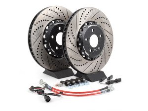 ES#3082393 - B5S4S4BBKRXSKT -  Front Big Brake Kit - Stage 4 - 2-Piece Cross Drilled & Slotted Rotors (352x32) - For customers with existing 18z calipers, brake pads, & fluid - ECS - Audi