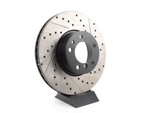 ES#3023815 - 127.34031L 895 - Front Cross-Drilled & Slotted Brake Rotor - Left - This design removes performance robbing outgas and material dust caused by braking - Centric - BMW
