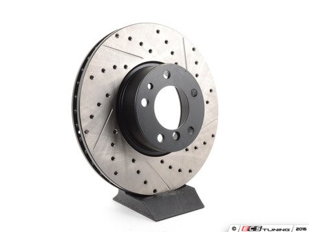 ES#3023815 - 127.34031L 895 - Front Cross-Drilled & Slotted Brake Rotor - Left - This design removes performance robbing outgas and material dust caused by braking - Centric - BMW