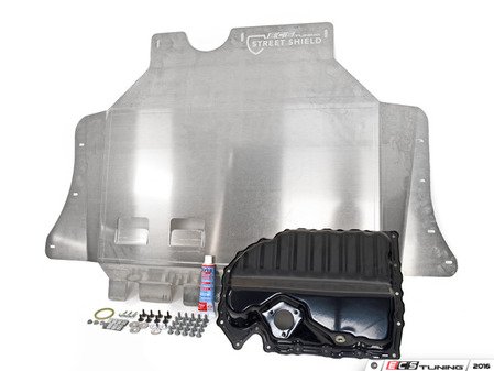 ES#3083651 - 018573ECS01KT3 - Ultimate Oil Pan Protection Package - Featuring the ECS Street Shield Aluminum Skid Plate and the stamped steel oil pan replacement kit! - Assembled By ECS - Audi