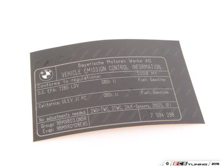 ES#258144 - 71227594298 - Exhaust Emissions Label - Genuine BMW - BMW