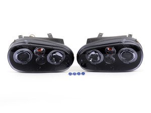 ES#3021491 - LHPGLF99JMTM - Projector Headlight Set - Black - With fog lights and angel eyes - Spec-D Tuning - Volkswagen