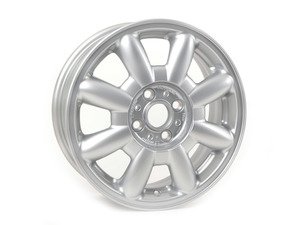 ES#64586 - 36111512347 - R82 Alloy 8 - Spoke Wheel 15" (4x100) Silver - Priced Each - (NO LONGER AVAILABLE) - 15 X 5.5 ET:45 - Genuine MINI - 