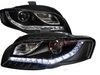 ES#3021219 - 2LHPA406JM8TM - Halogen Projector Headlight Set  - Black housing featuring "R8" style LED strips - Spec-D Tuning - Audi