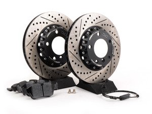 ES#3046852 - 011505ECS01KT1 - Performance Front Brake Service Kit - Featuring front ECS 2-piece cross drilled and slotted rotors and Hawk HPS pads - Assembled By ECS - 