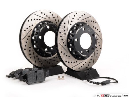 ES#3046852 - 011505ECS01KT1 - Performance Front Brake Service Kit - Featuring front ECS 2-piece cross drilled and slotted rotors and Hawk HPS pads - Assembled By ECS - 