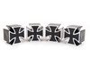 ES#1832847 - JOM2051 - Iron Cross Valve Stem Cap - Set Of Four - (NO LONGER AVAILABLE) - Black/Chrome iron cross shaped valve stem caps - JOM - 