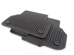ES#2997512 - 8W0061511041 - Rear All Weather Rubber Floor Mats - Satin Black - Deep grooves to trap dirt, water, and snow - Genuine Volkswagen Audi - Audi