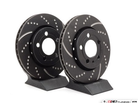 ES#522238 - GD931 - Rear Dimpled & Slotted Brake Rotors - Pair (256x22) - Upgrade to a slotted / dimpled rotor for improved braking - EBC - Audi Volkswagen