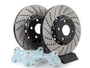 ES#3085710 - 1K0698000KT - Front Big Brake Kit - Cross Drilled And Slotted 2-Piece Rotors (312x25) - Upgrade from 288mm to 312mm 2-Piece rotors. Reuses factory calipers, pads, and hardware! - ECS - Volkswagen