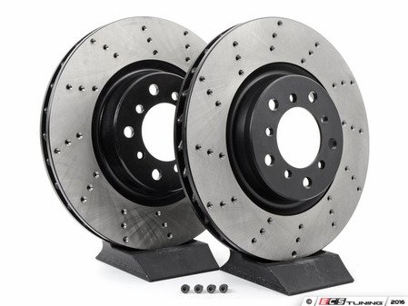 ES#3025767 - TMS1390 - Cross-Drilled Brake Rotors - Front  - This design removes performance robbing outgas and material dust caused by braking - StopTech - BMW