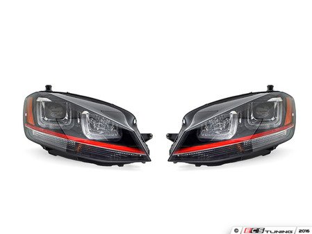 ES#3022317 - PR0YDVG15REDDRLB - Projector Headlight Set - With Red Strip - Features dual-LED DRLs and amber side markers - Spyder - Volkswagen