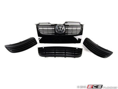 ES#1892593 - WOLFGRLKTWOFOGS - 2010 Wolfsburg Edition Grille Kit - Glossy black upper & lower center grilles with matching outers - Genuine Volkswagen Audi - Volkswagen