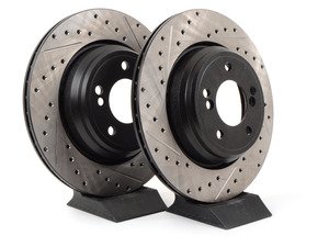 ES#3025840 - 34212229379CDS - Cross-Drilled & Slotted Brake Rotors - Rear  - This design removes performance robbing outgas and material dust caused by braking - StopTech - BMW