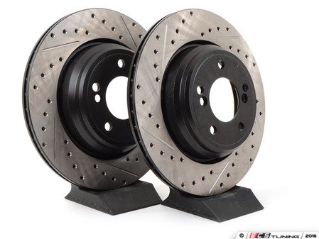 ES#3025840 - 34212229379CDS - Cross-Drilled & Slotted Brake Rotors - Rear  - This design removes performance robbing outgas and material dust caused by braking - StopTech - BMW