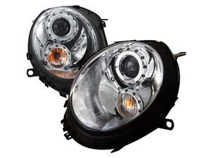 ES#3021247 - 2LHPMINI06TM - Halo LED Projector Chrome Headlights - Pair 2LHP-MINI06-TM
 - LED DRL and black housing halogen projector headlight set! - Spec-D Tuning - MINI