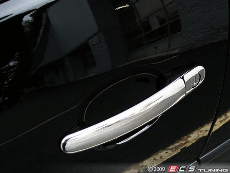 ES#10343 - VT#1A0013-1 - Chrome Door Handle Cover Kit - 4 Door - Transform the look of your VW Golf , Jetta, and New Bettle with these Chrome door handle covers. This kit contains one key hole - ECS - Volkswagen