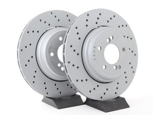 ES#2649850 - 34212283803KT - Rear Cross Drilled Brake Rotors - Pair (350x24) - Semi-Floating 2-Piece Design - Zimmermann - BMW