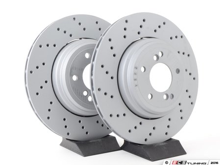 ES#2649850 - 34212283803KT - Rear Cross Drilled Brake Rotors - Pair (350x24) - Semi-Floating 2-Piece Design  - Zimmermann - BMW
