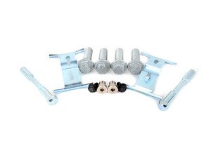 ES#2959942 - 7L0698269A1KT - Front Pad & Rotor Installation Kit - Services Both Sides - Guide pins with bushings, carrier bolts, rattle clips & brake quiet - Assembled By ECS - Volkswagen