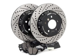 ES#3046849 - 010830ECS01KT1 - Performance Rear Brake Service Kit - Featuring ECS 2-piece semi-floating cross-drilled and slotted rotors with Hawk HPS pads - Assembled By ECS - BMW