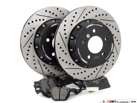 ES#4883296 - 010830ECS01KT3 - Performance Rear Brake Service Kit - Featuring ECS 2-piece semi-floating cross drilled and slotted rotors and ECS EP24 "Enthusiast Performance" brake pads. - Assembled By ECS - BMW