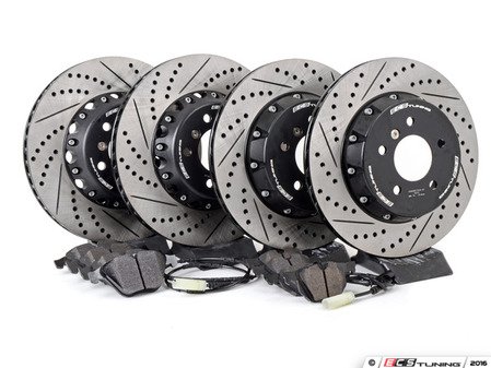 ES#3046850 - 010830ECS01KT2 - Performance Front & Rear Brake Service Kit - Featuring front and rear ECS 2-piece semi-floating cross drilled and slotted rotors, and ECS EP24 "Enthusiast Performance" brake pads. - Assembled By ECS - BMW