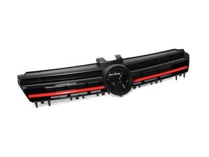 ES#3106627 - 019252ECS02-02A - Golf R Grille - With Red Strip - (NO LONGER AVAILABLE) - Gloss black "Golf R Style" grille with red strip and VW badge holder - ECS - 