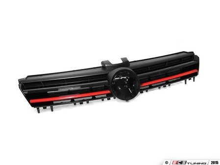 ES#3106627 - 019252ECS02-02A - Golf R Grille - With Red Strip - (NO LONGER AVAILABLE) - Gloss black "Golf R Style" grille with red strip and VW badge holder - ECS - 