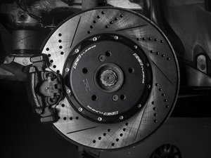 ES#3183519 - 004383ECS02A13KT - Performance Rear Brake Service Kit - ECS 2-piece semi-floating cross drilled and slotted rotors and Hawk HPS pads - Assembled By ECS - BMW