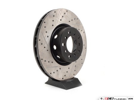 ES#3023901 - 127.34063R 528 - Front Cross-Drilled & Slotted Brake Rotors - Right - This design removes performance robbing outgas and material dust caused by braking - Centric - BMW