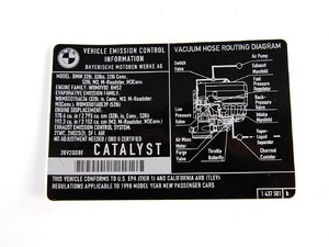 ES#184792 - 71211437501 - Exhaust Emissions Label - Genuine BMW - BMW